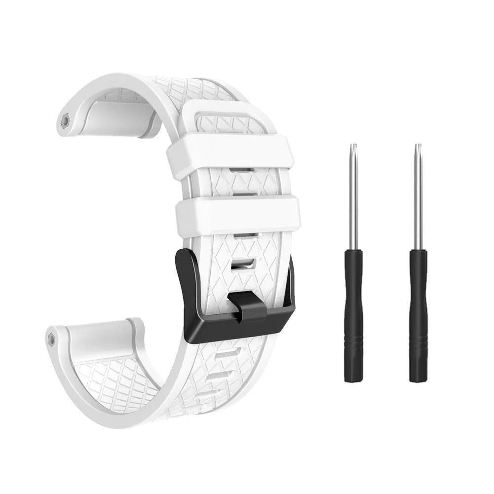 Black silicone sports watch strap with stainless steel button closure for Jiaming watches