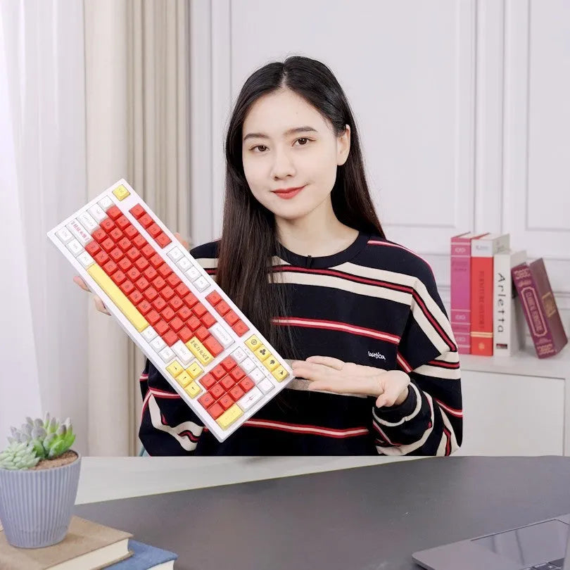 138-piece PBT sublimation keycap set for mechanical keyboards in boy and girl matching colours