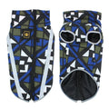 Reflective thick-shell dog jacket in geometric blue, graffiti black and white, or graffiti red patterns for XL to 6XL sizes