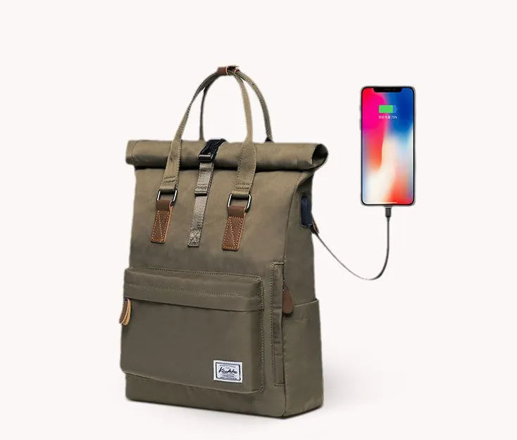 20L polyester casual backpack with computer compartment in black, dark grey, or green