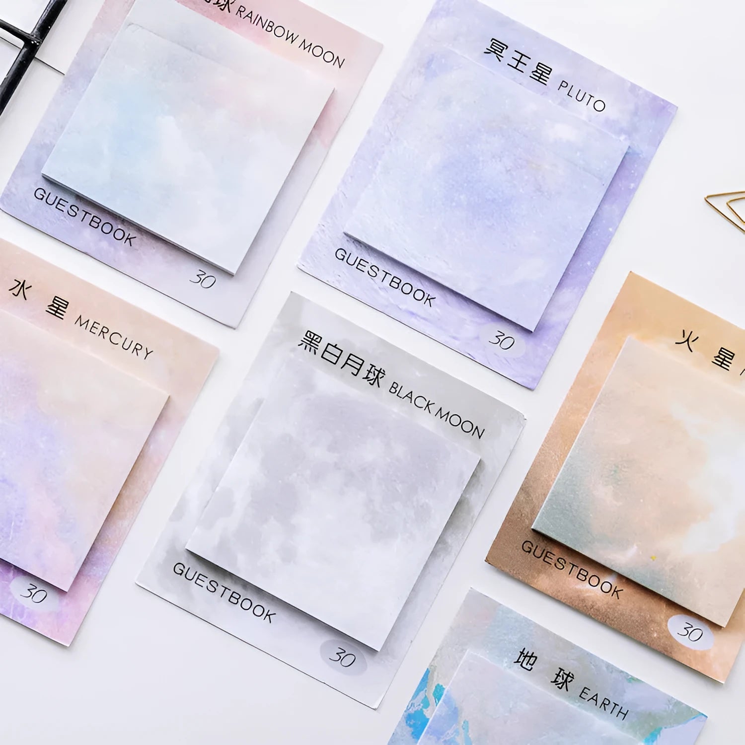 Square planet sticky notes notepad with oil painting designs measuring 7.3cm