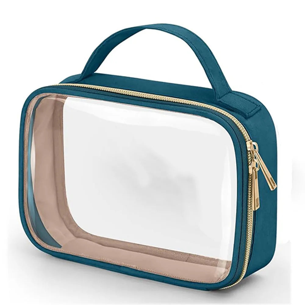 Transparent PVC wash bag for lipstick storage with chain handle in multiple colour options