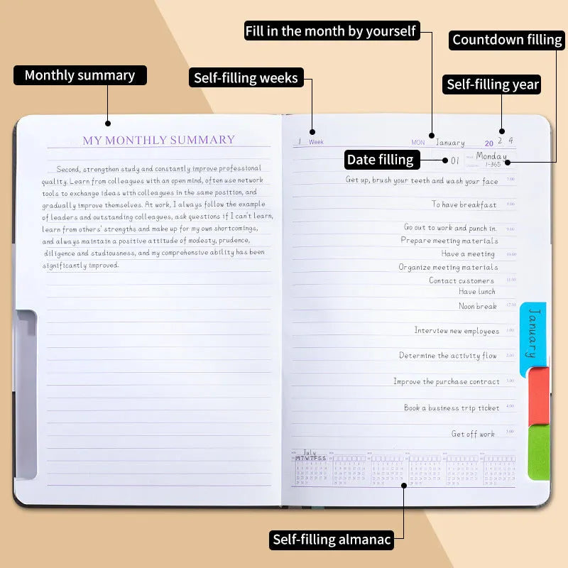 A5 notebook with purple PU cover closed by a black elastic strap