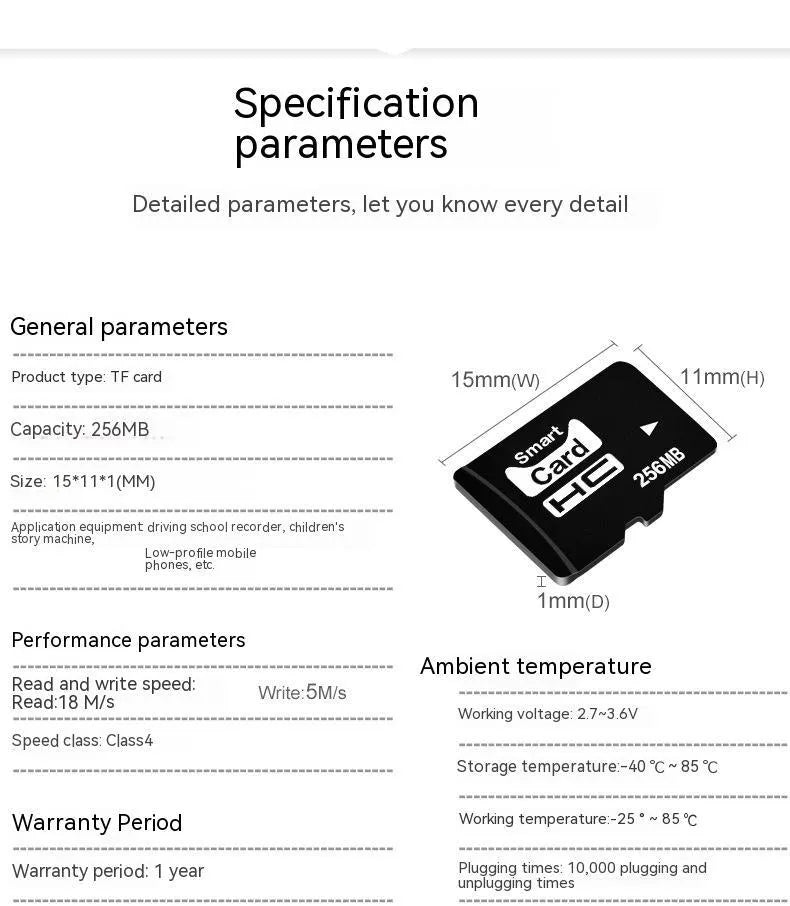 256MB TF memory card in gift packaging for portable electronics