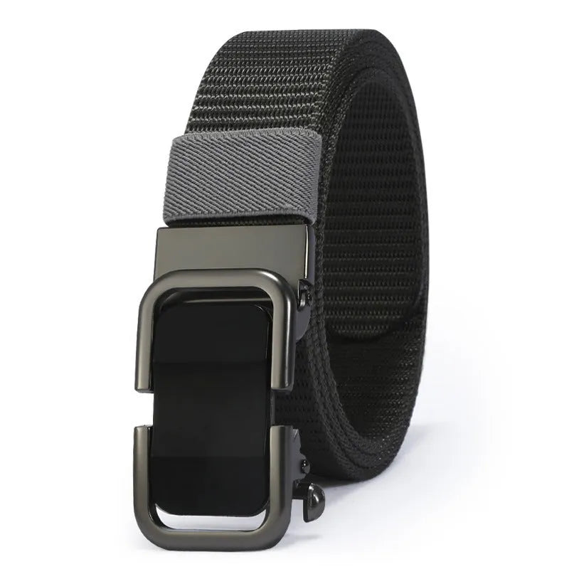 Toothless nylon canvas men's belt with alloy buckle in multiple colour options