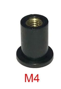 Motorcycle windshield rubber expansion nuts with brass inserts in M4 M5 M6 thread sizes