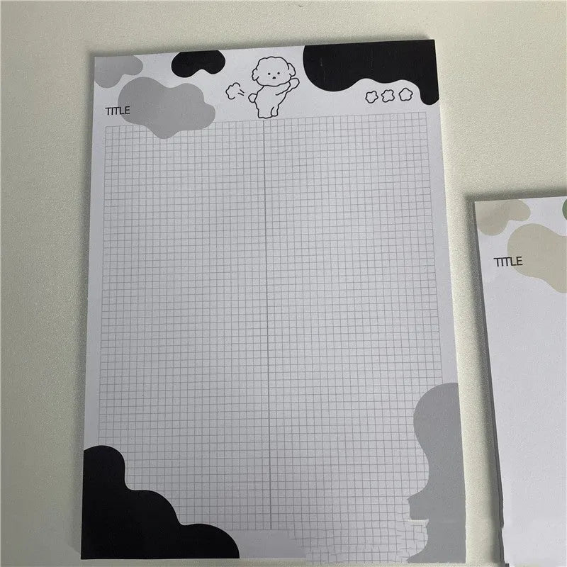 B5 sticky note paper pad with Korean puppy dog design in six colour options