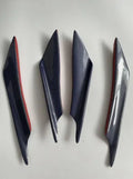 Set of four carbon fibre style bumper blade spoilers for car bumper installation