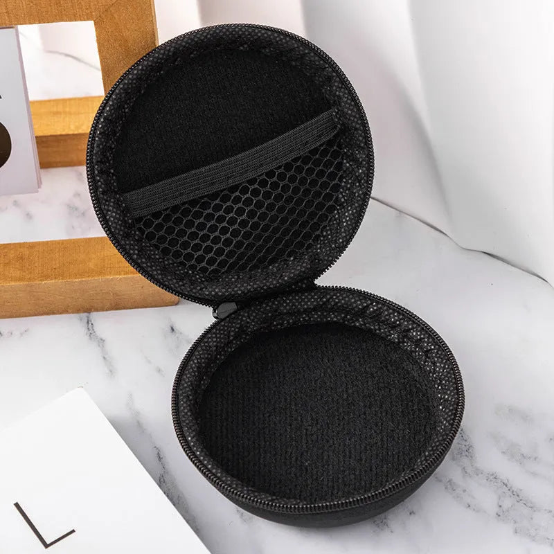 Black EVA PU waterproof storage bag for headset and cables with cold press forming