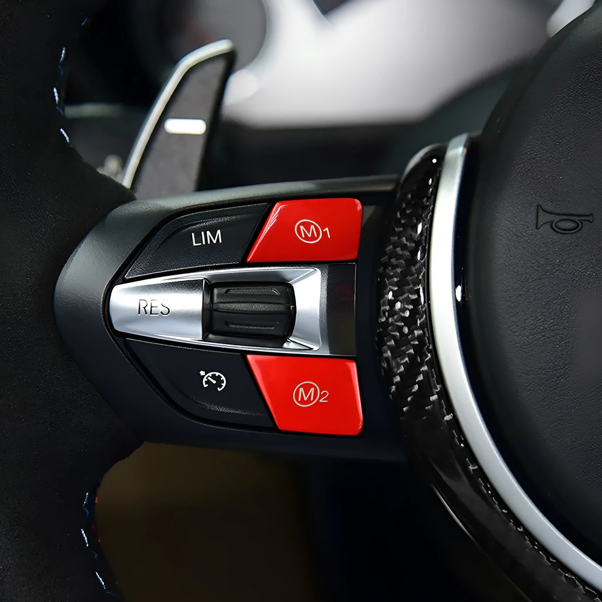 BMW steering wheel M1 M2 mode buttons in red and blue ABS plastic for F30 and F34 models