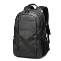 Blue plaid pattern 18-inch casual computer backpack with curved shoulder straps showing large main compartment