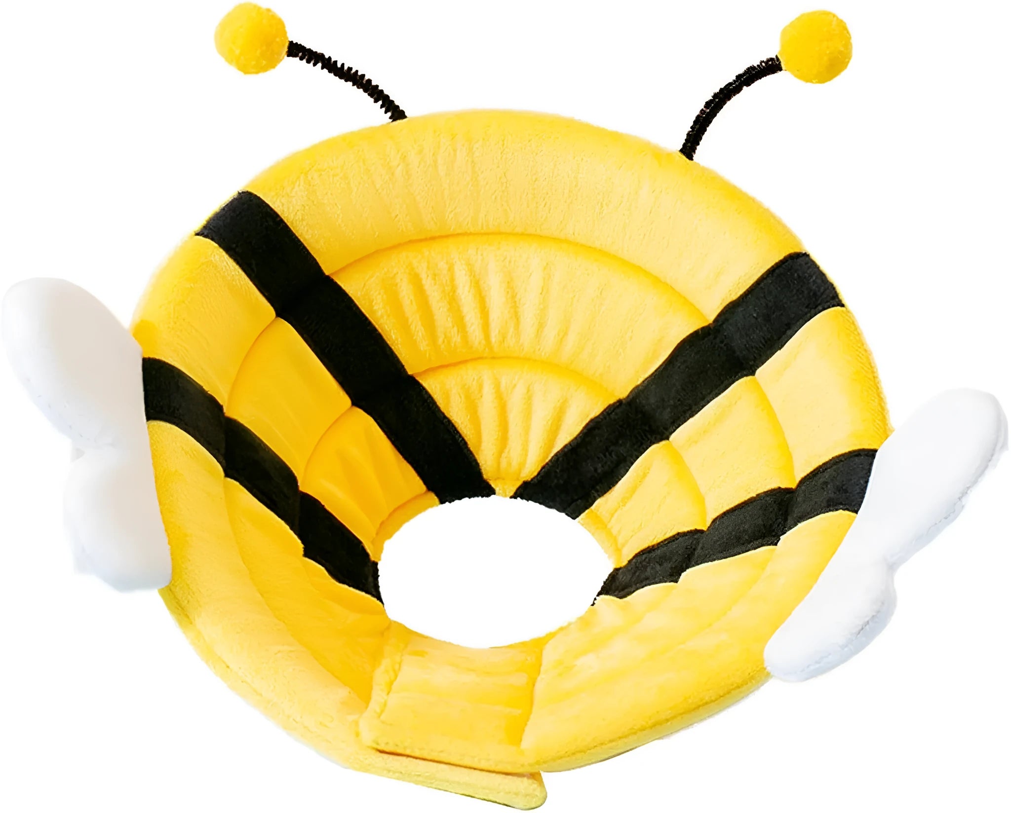 Soft bee design cat recovery cone collar with Velcro closure in four sizes