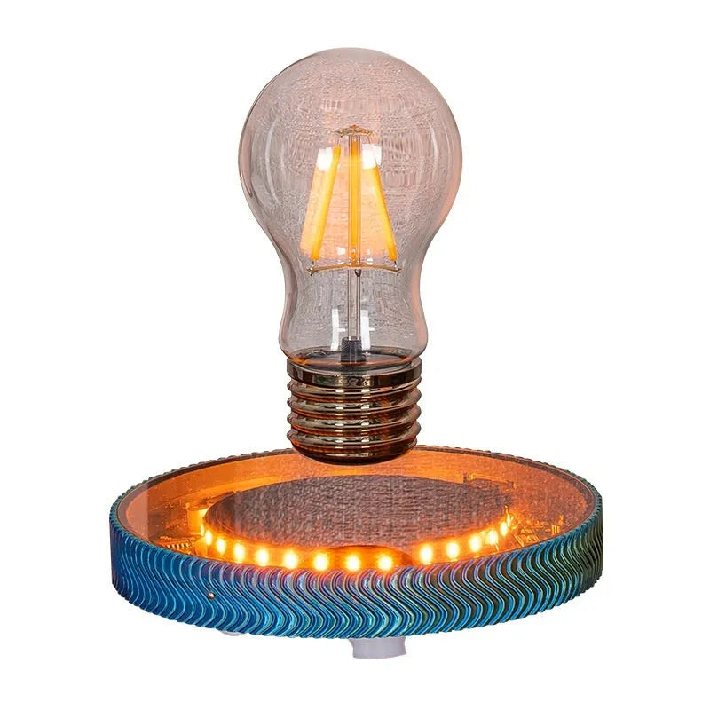 Magnetic suspension moon night lamp with 3D printed celestial design levitating above surface