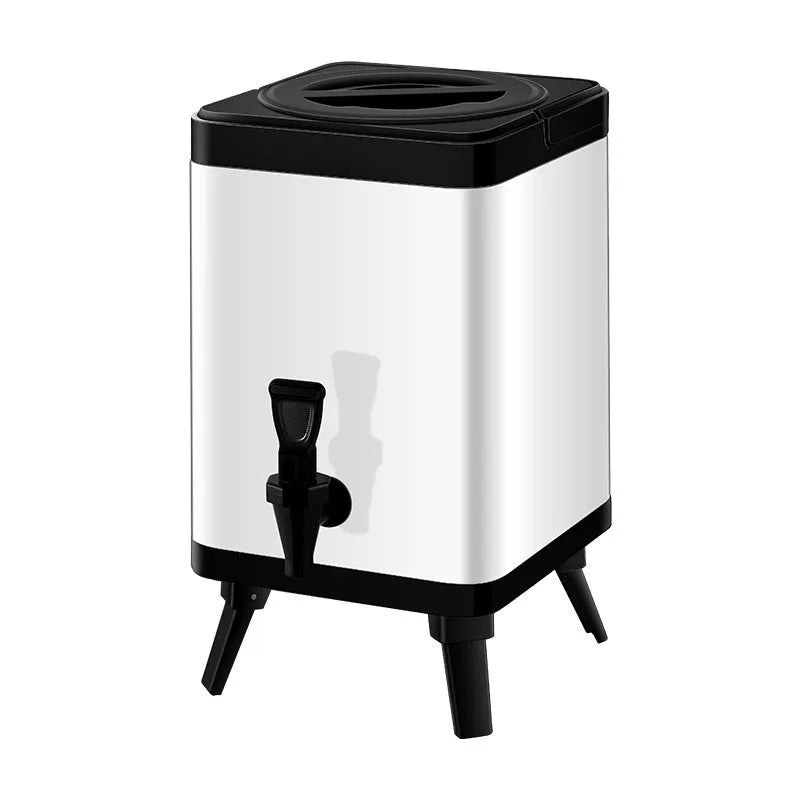 Square lock cold insulation barrel stainless steel milk tea bucket 8L silver for commercial use