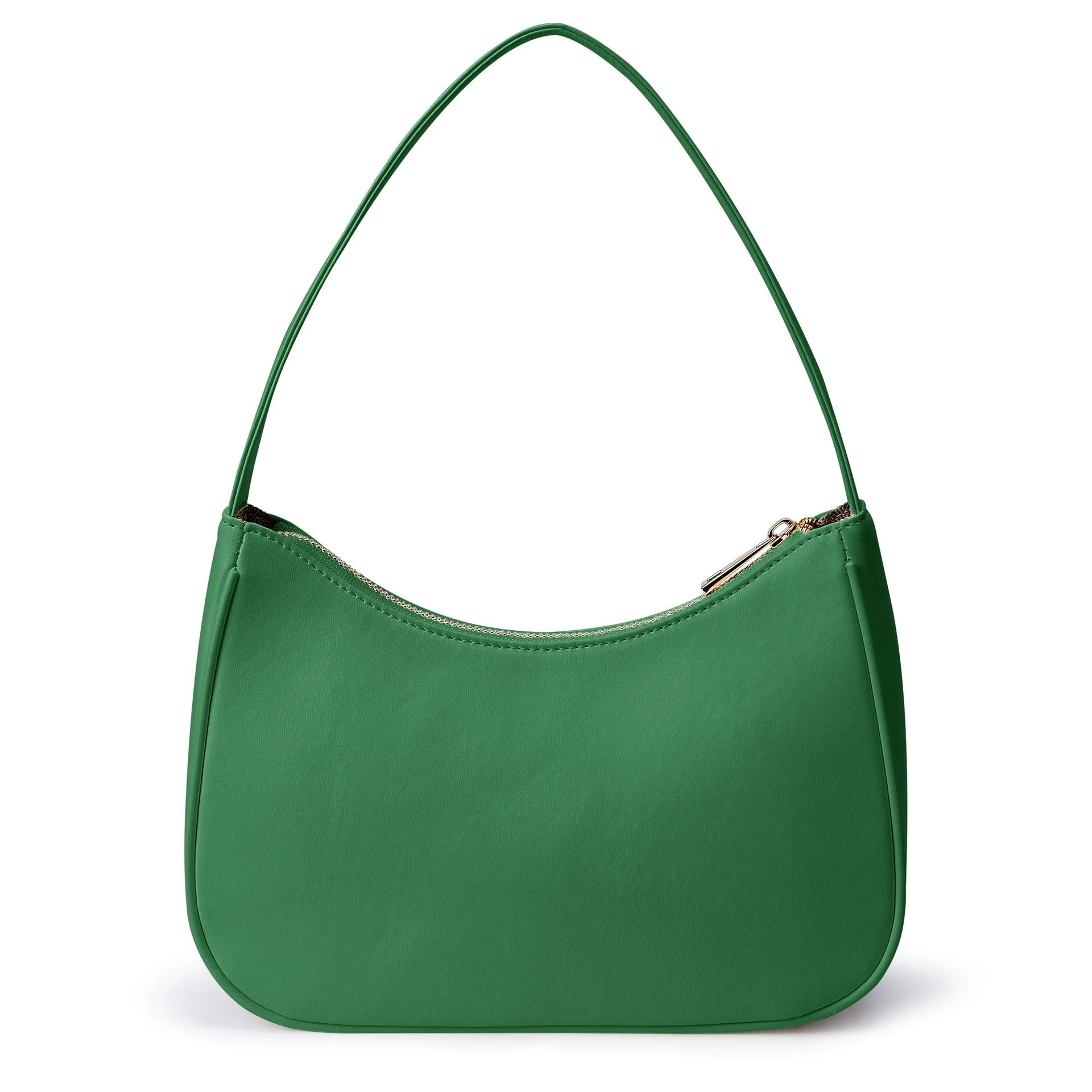 Simple retro-style waterproof PU shoulder bag shown in apricot colour with an adjustable shoulder strap.