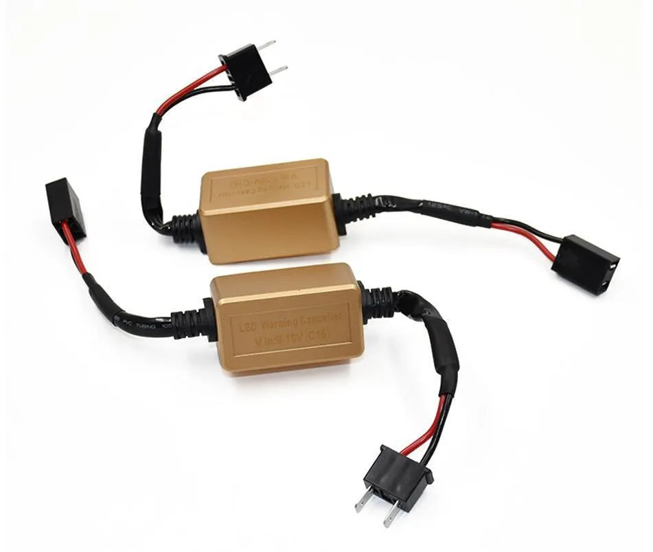 Black alloy Canbus decoder for H4 H7 H11 LED headlights with plug connectors