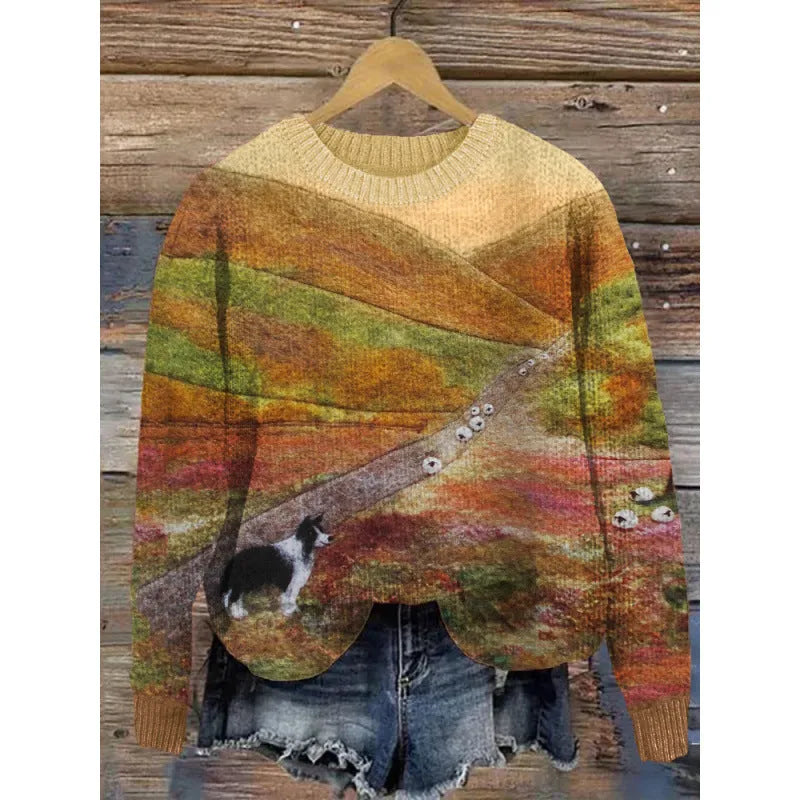 Little flower digital printed round neck sweater in polyester fibre available in multiple colours and sizes S to 4XL