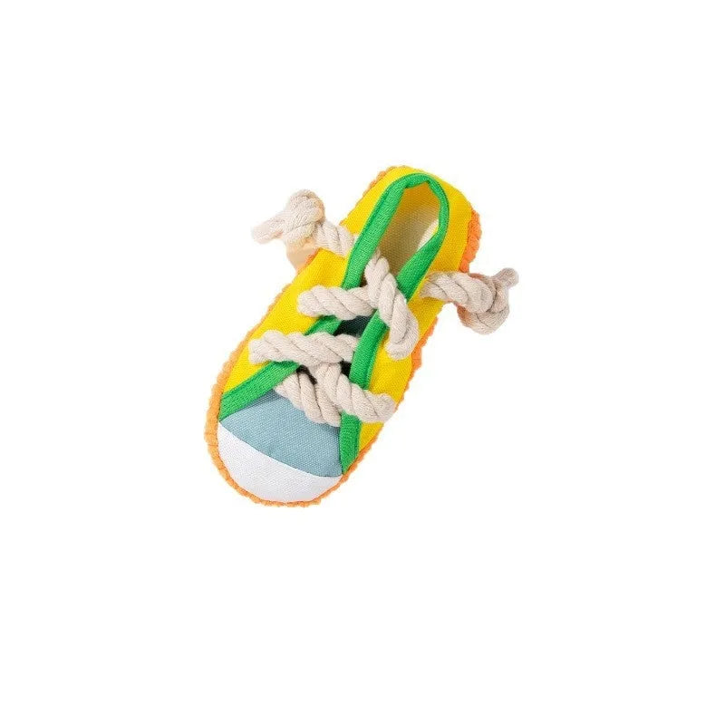 Plastic dog squeaker slipper chew toy for molar relief and bite training
