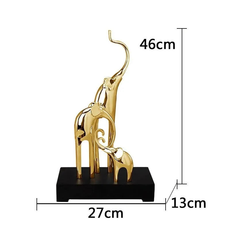 Fortune Bring Elephant decorative resin statue in bright gold electroplated finish with European styling