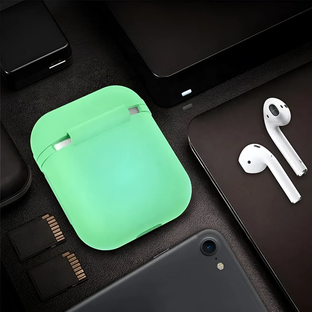Luminous coloured silicone flip-top protective case for Apple AirPods wireless earphones
