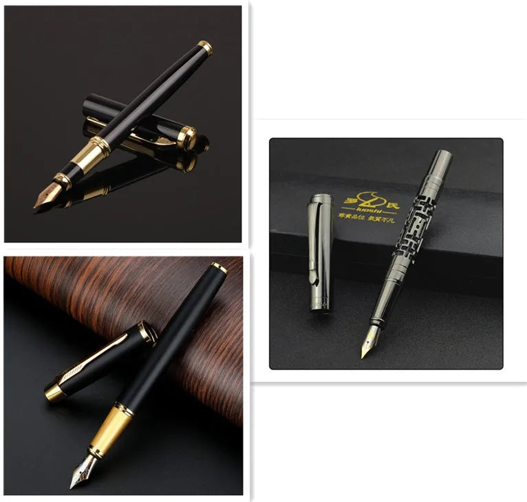 Red and black metal fountain pen with 0.5mm Yijin nib for business and student writing