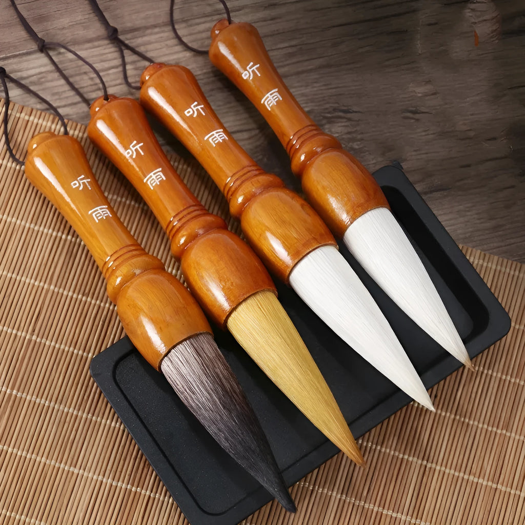 Large traditional Chinese calligraphy brush with wolf and sheep hair bristles and big bucket handle