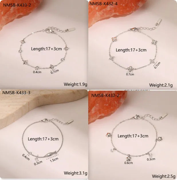Ins Titanium Steel women's bracelet with 18K gold plating and geometric star zircon pendant