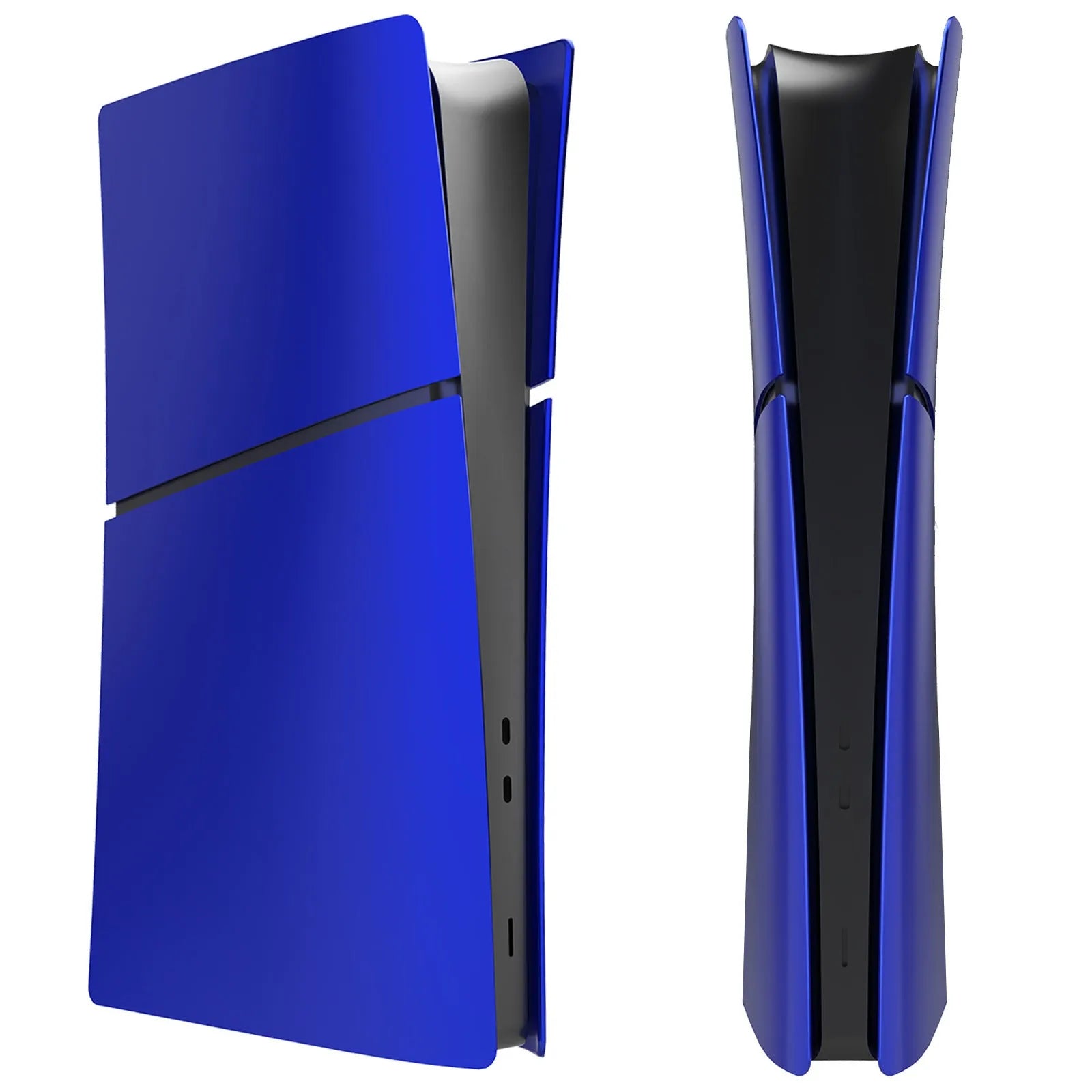 PS5 Slim replacement protective shell in ABS plastic showing colour options including blue, silver, black, red and white.