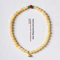 Yellow jade handmade double ring bracelet for women, retro topaz lotus seedpod design, 8mm and 6mm beads, hand-woven