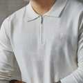 Men's loose-fit acrylic half-zip knitted long-sleeved polo shirt sweater in dark gray