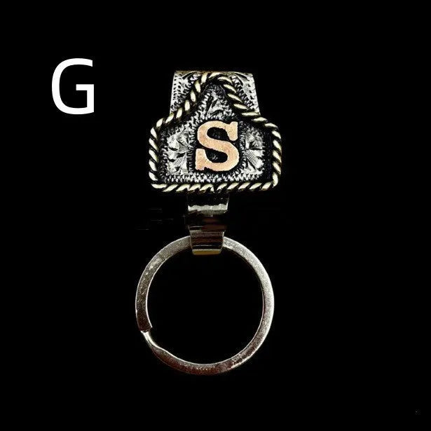 Handmade cow tag belt metal key holder keychain in multiple colour options
