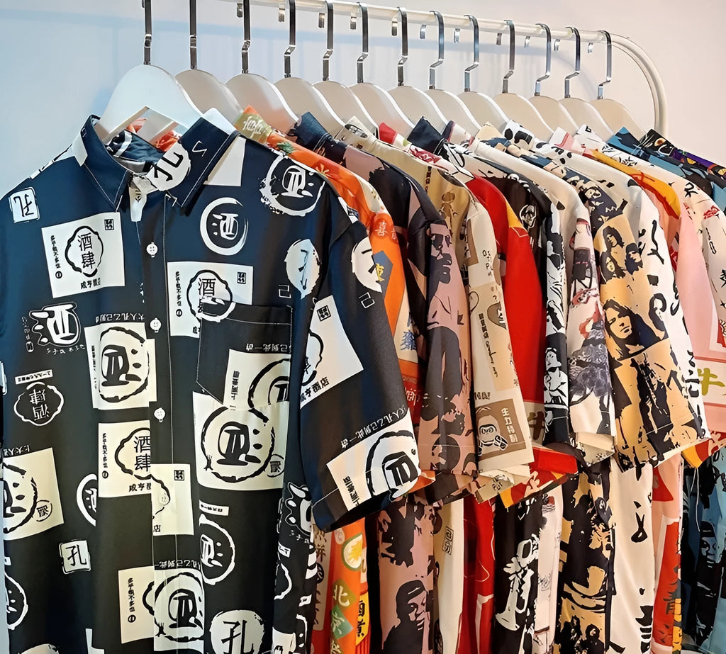 Men's loose fit short sleeve shirt with a full floral print in a choice of colours