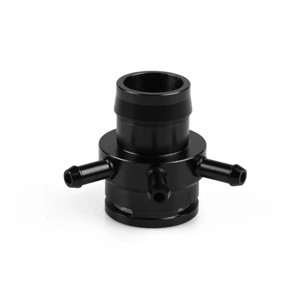 Black titanium vacuum adapter tee for second generation engine vacuum hose connections.