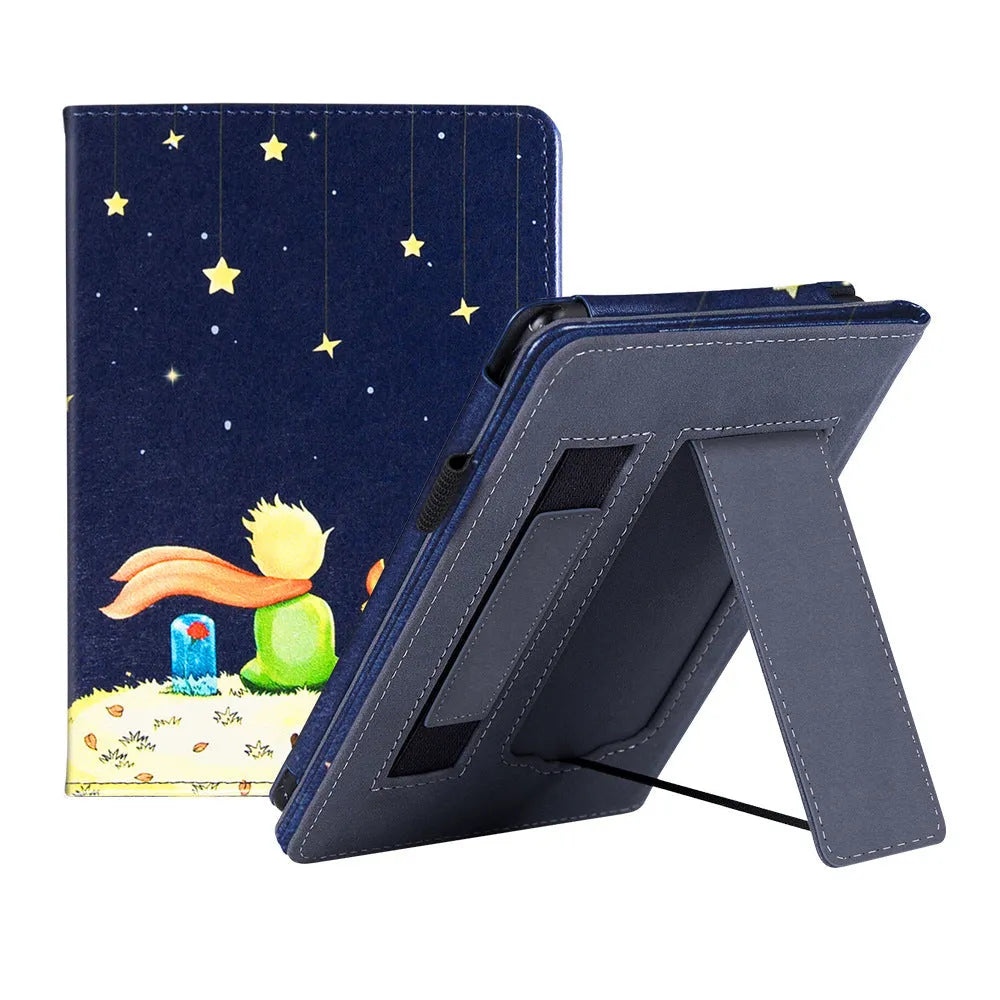 Kindle Paperwhite 5 calf leather case with wrist splint bracket in black