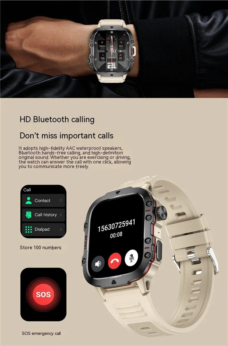 QX11 smart Bluetooth watch in black with TFT screen showing heart rate data on a leather strap.