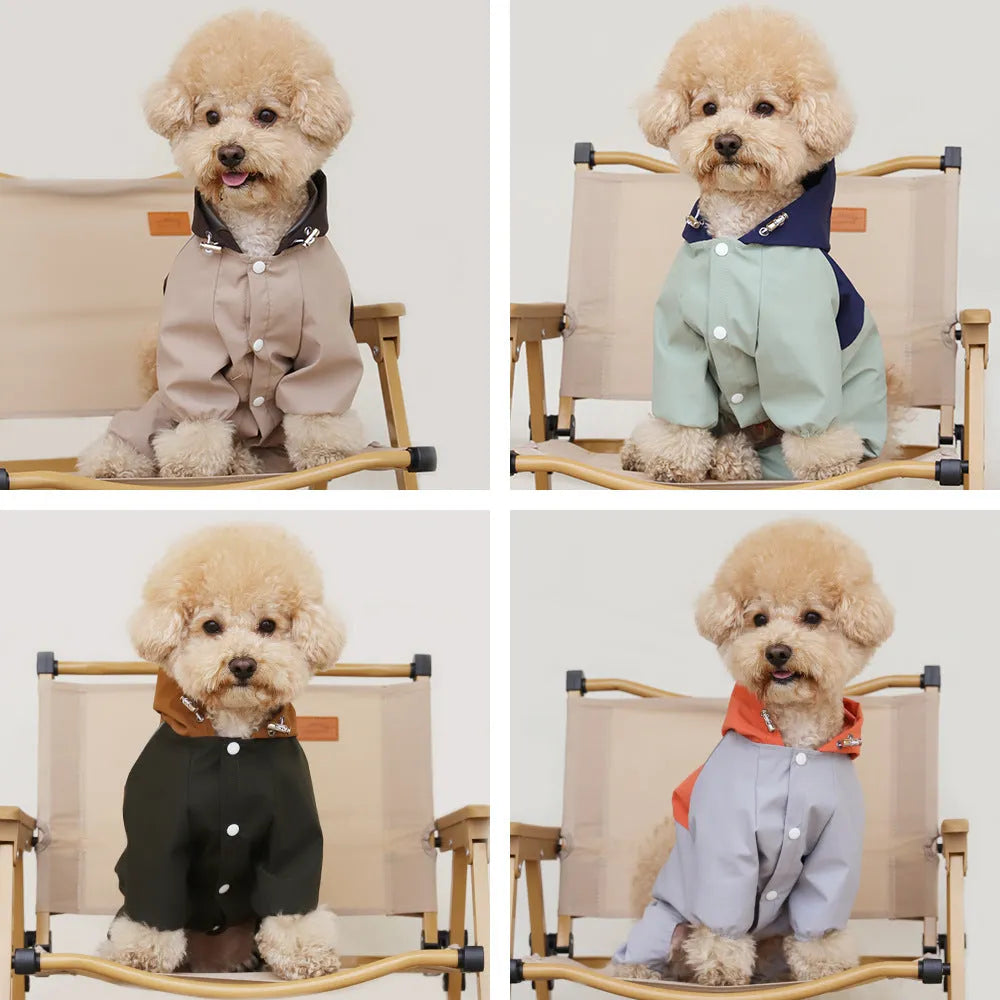 British style waterproof dog jacket for small medium sized pets in khaki green colour