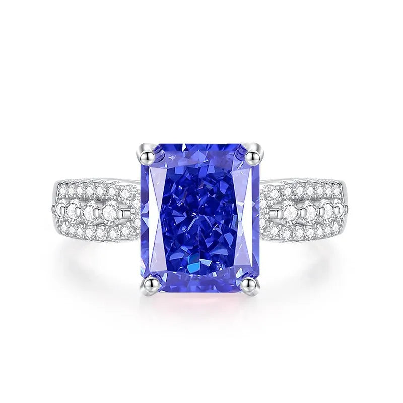 Sterling silver heart ring with ice flower cut zircon stone in Tan Sang colour