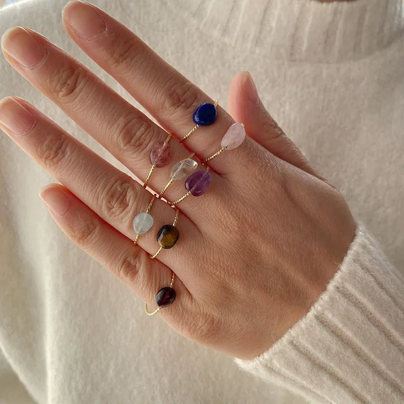 Original geometric design women's agate ring shown in one of eight available colour variants.