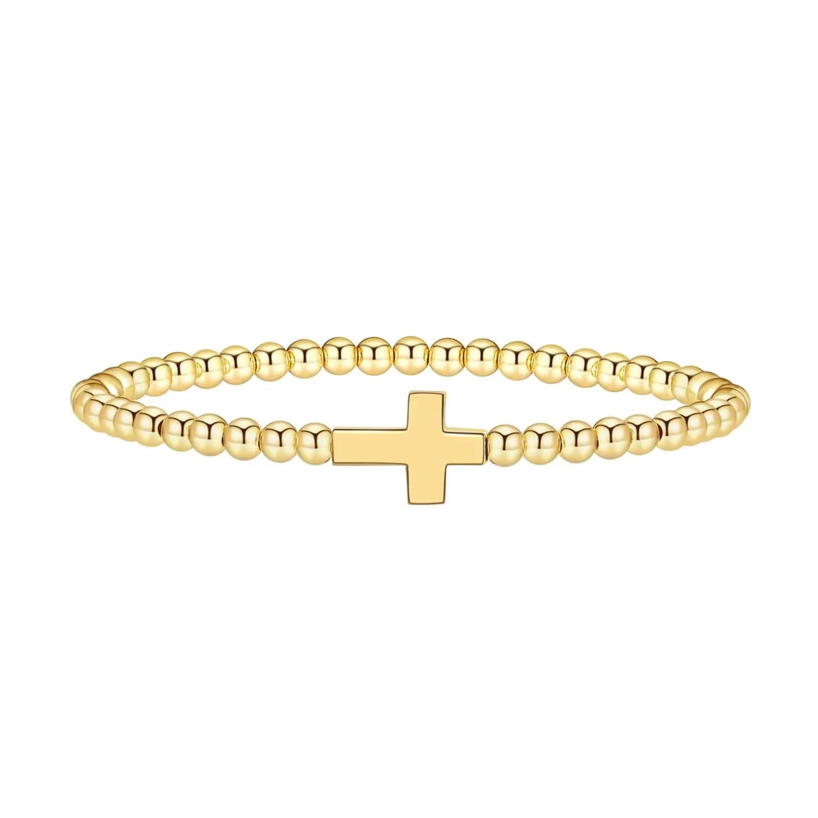 Adjustable stainless steel beaded bracelet for women in a geometric design, shown in one of six colour variations.