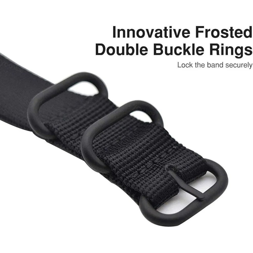Fitbit Charge nylon three-ring buckle strap in multiple colours including Army Green and Black and Gray