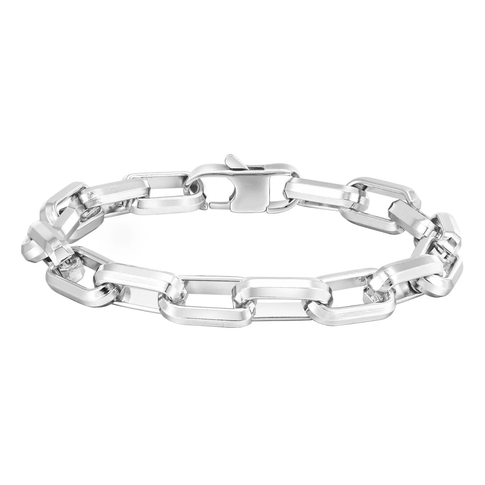 Titanium steel men's bracelet with square chain design in electroplated finish