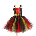 Pirates of the Caribbean inspired sleeveless dress costume for girls with sequin and mesh detailing.