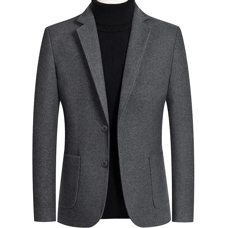 Men's slim fit wool suit jacket in grey colour for autumn and winter leisure wear