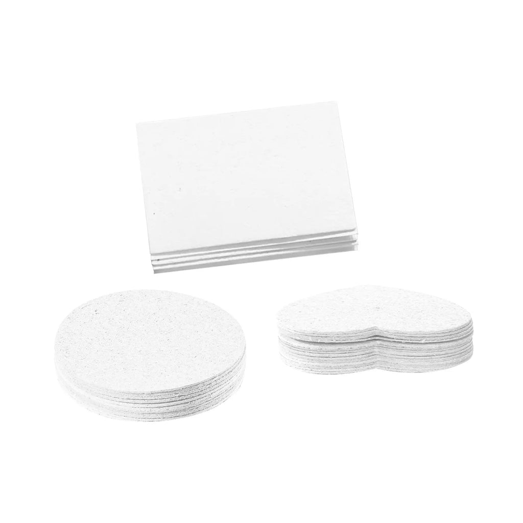 Wood pulp paper painting set with 30 sheets, 6 fountain pens, and heart, round, and square shaped blank sponges.
