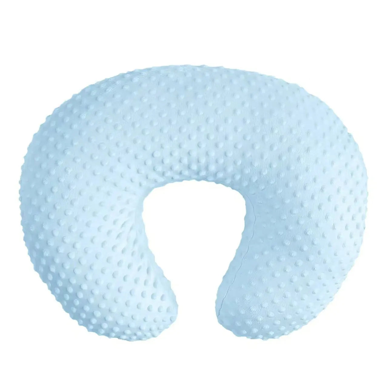 Nursing pillow with milk spill prevention feature in pink, yellow, grey, or light blue colours
