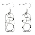 Round ring geometric earrings with irregular square design in antique silver finish