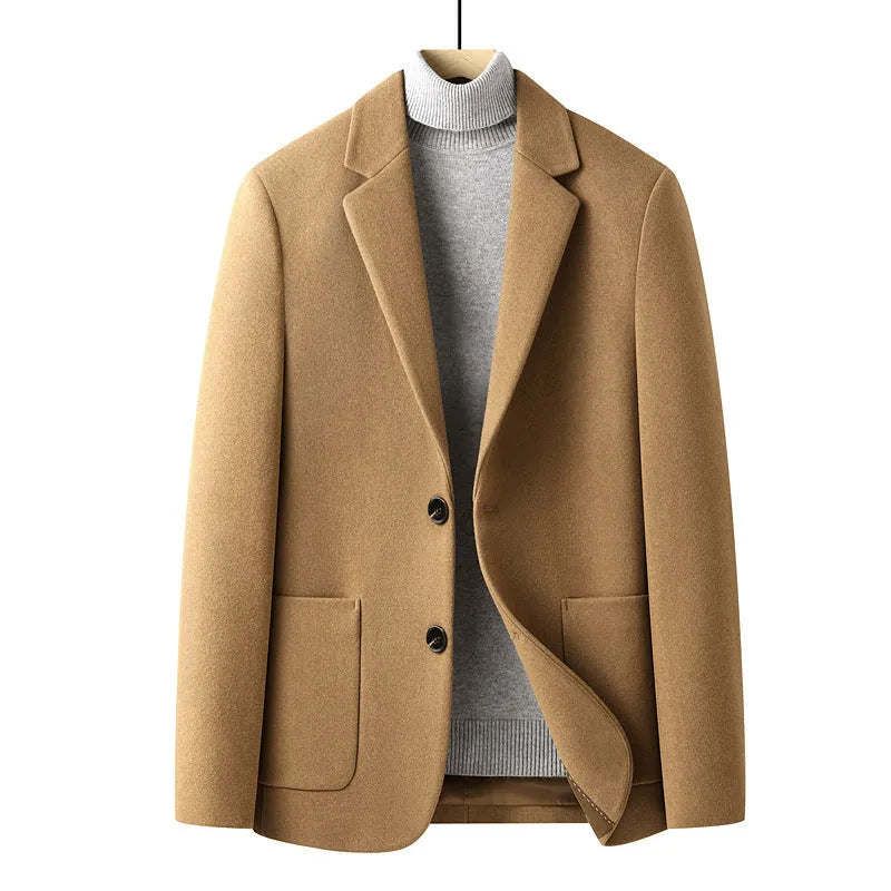 Men's slim fit wool suit jacket in grey colour for autumn and winter leisure wear