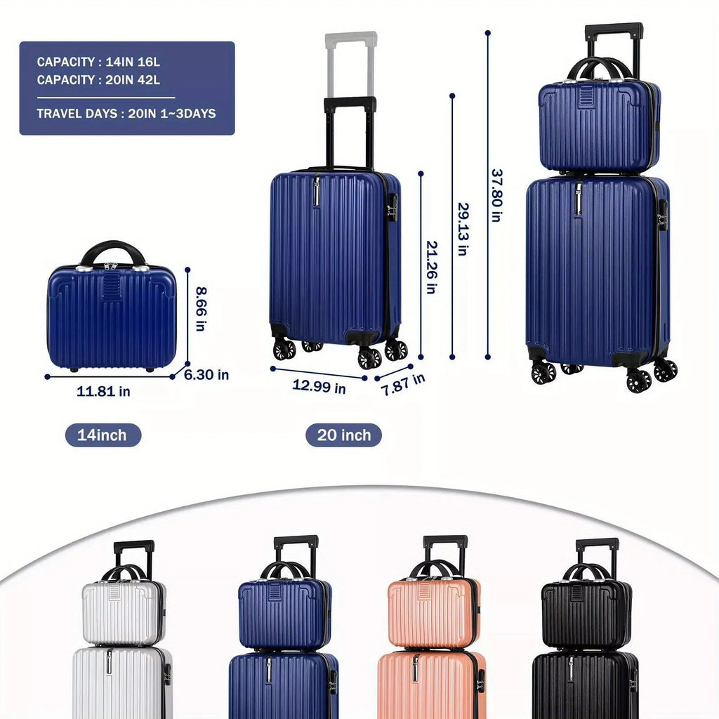 Aluminium alloy travel trunk set with 14-inch and 20-inch sizes for men's business trips