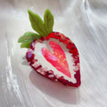 Handmade strawberry hairpin in red or pink colour with pastoral style fruit design