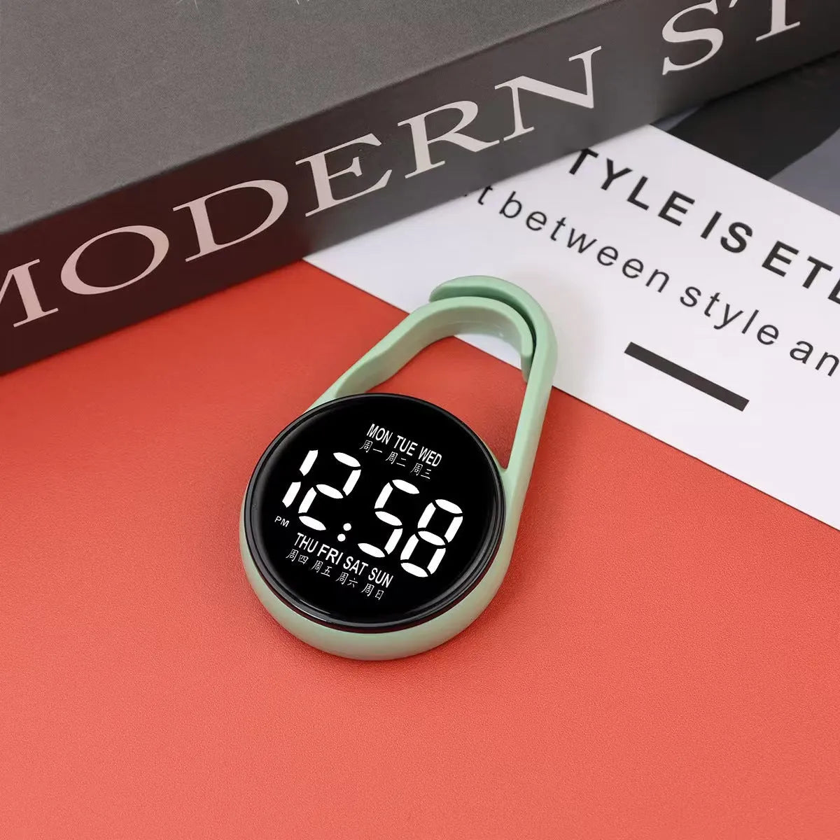 Digital LED wristwatch with luminous display and plastic strap in various colour options